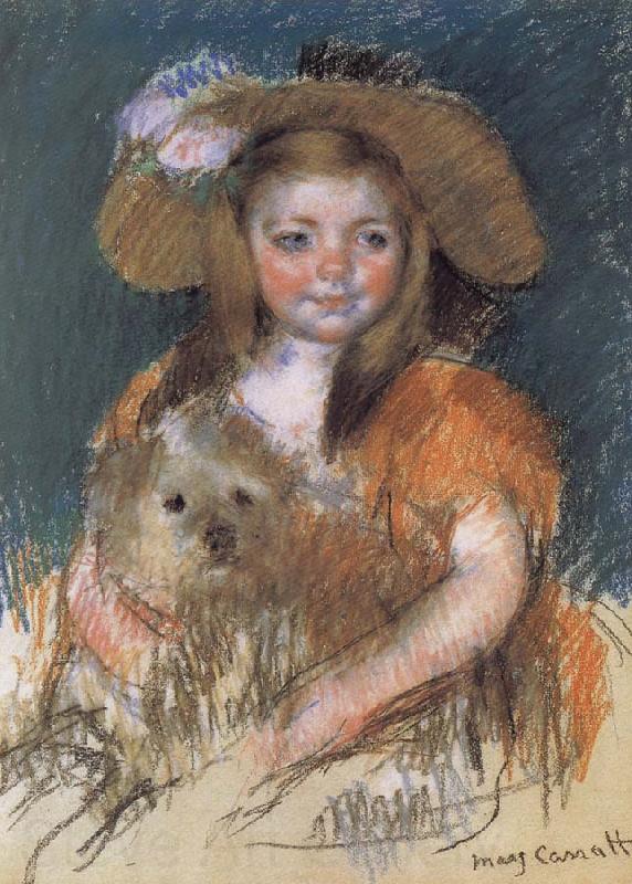 Mary Cassatt The girl holding the dog